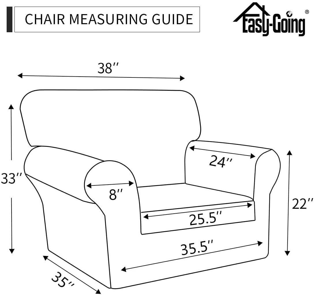 Easy-Going 2 Pieces Super Stretch couch cover, chair size, Wine (Slipcover Only)