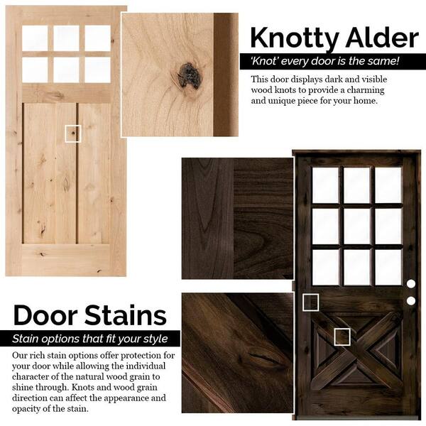 30 in. x 80 in. Rustic Knotty Alder 2-Panel Square Top Unfinished Wood Front Door Slab