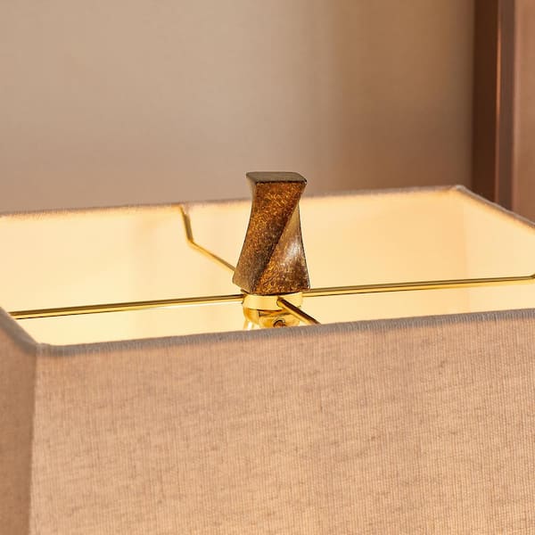 27 in. Spiral Antique Brass Table Lamp Set (Set of 2)