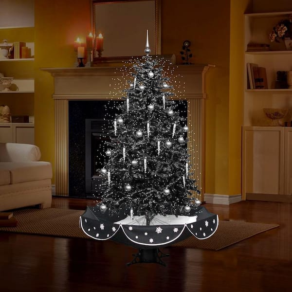 Let It Snow Series 75-in. Musical Artificial Christmas Tree with Black Umbrella Base and Snow Function