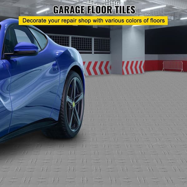 Garage Tiles Interlocking 1 ft. W x 1 ft. L Silver Garage Floor Covering Tile 25 pcs Polypropylene Garage Flooring Tiles
