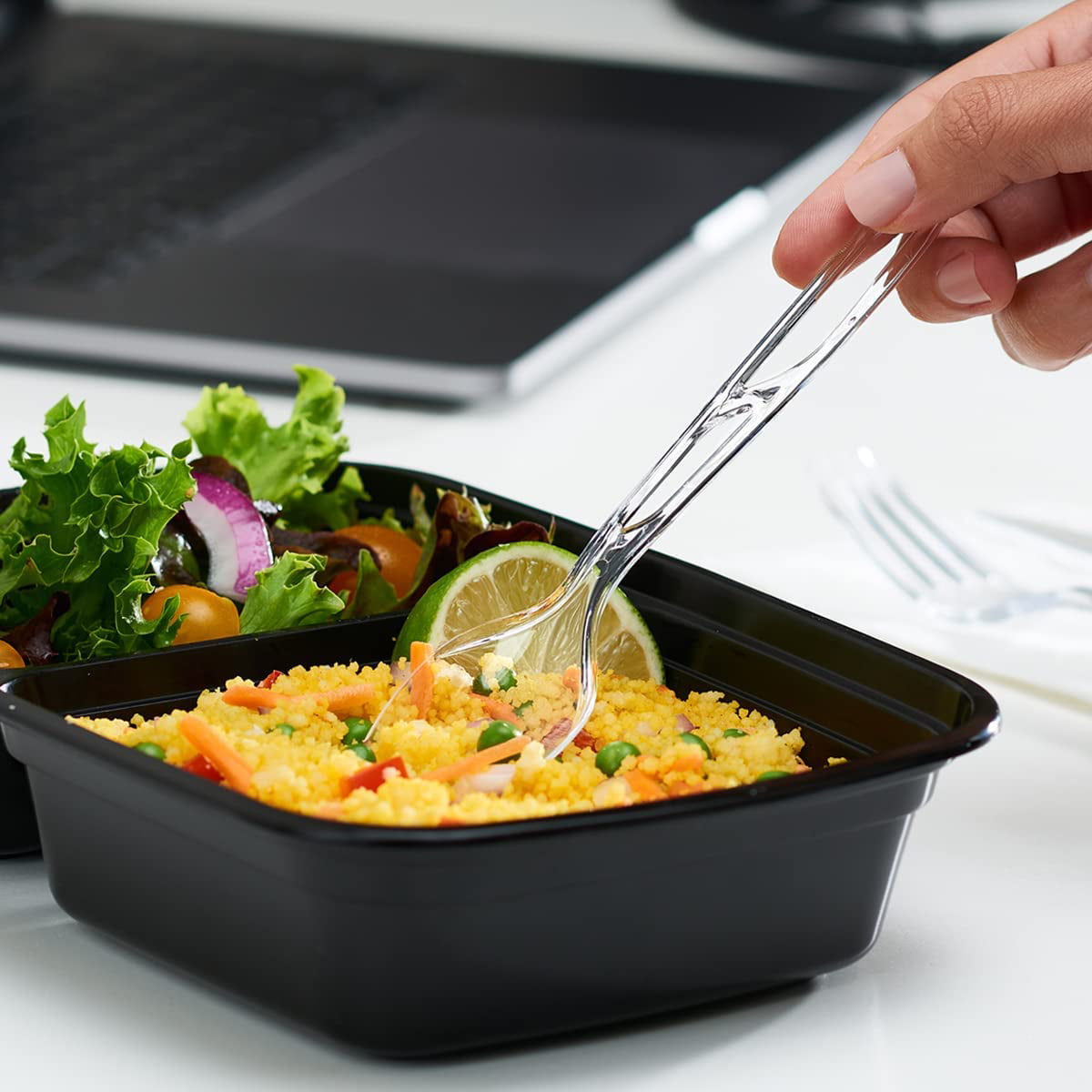 Comfy Package Clear Heavyweight Plastic Spoons Heavy Duty Disposable Silverware, 50-Pack