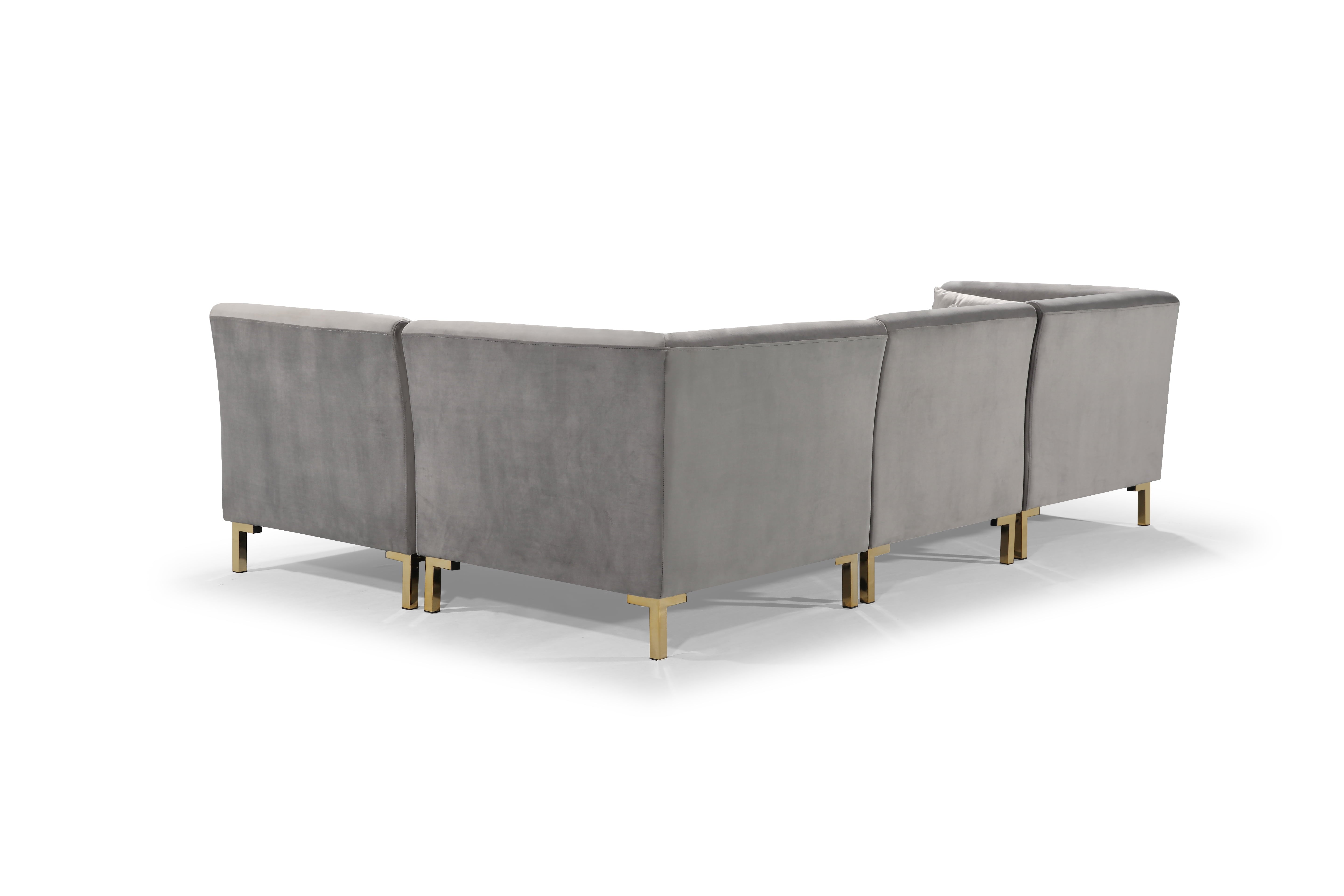 Chic Home Guison Sectional Sofa, Grey Velvet