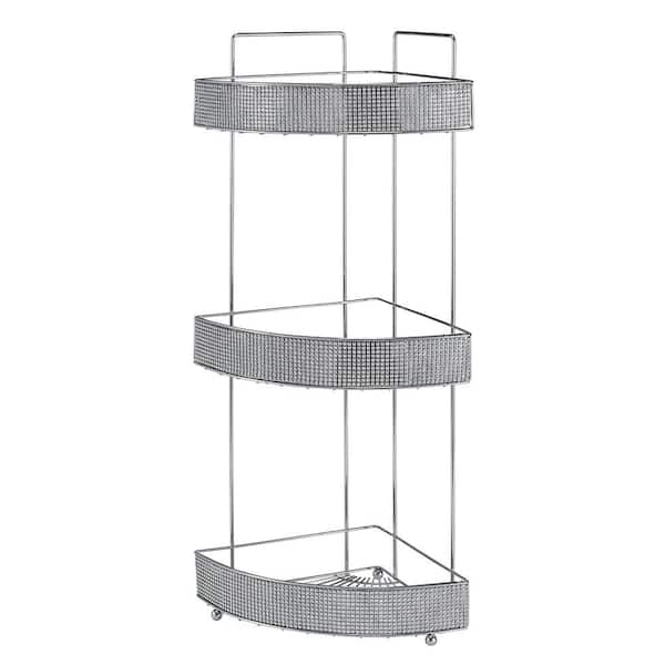 3 Tier Corner Bath Shelf in Pave Diamond Design