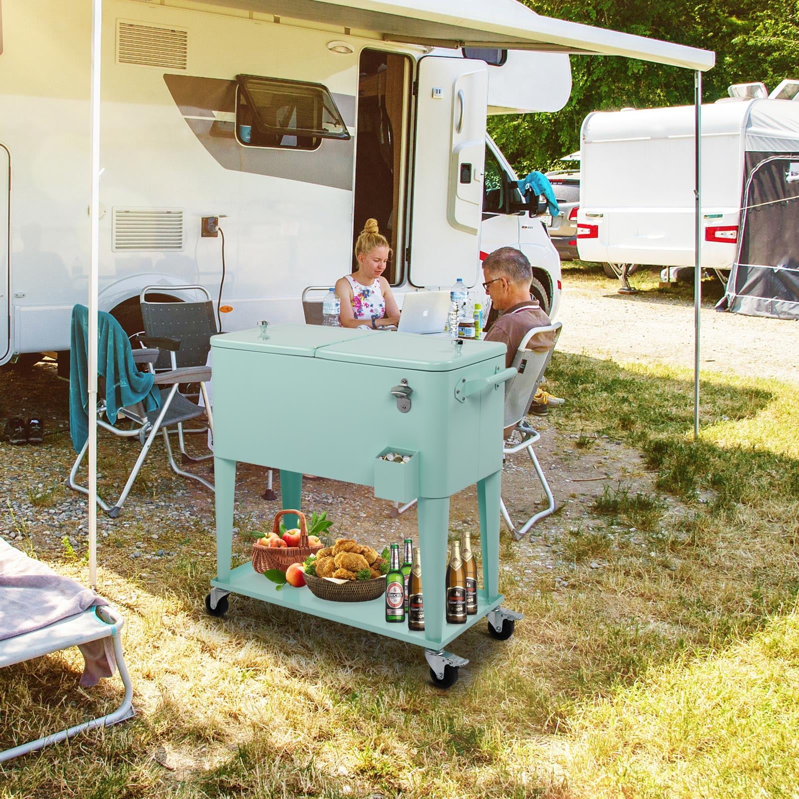 Winado 80QT Iron Spray Cooler with Shelf Green