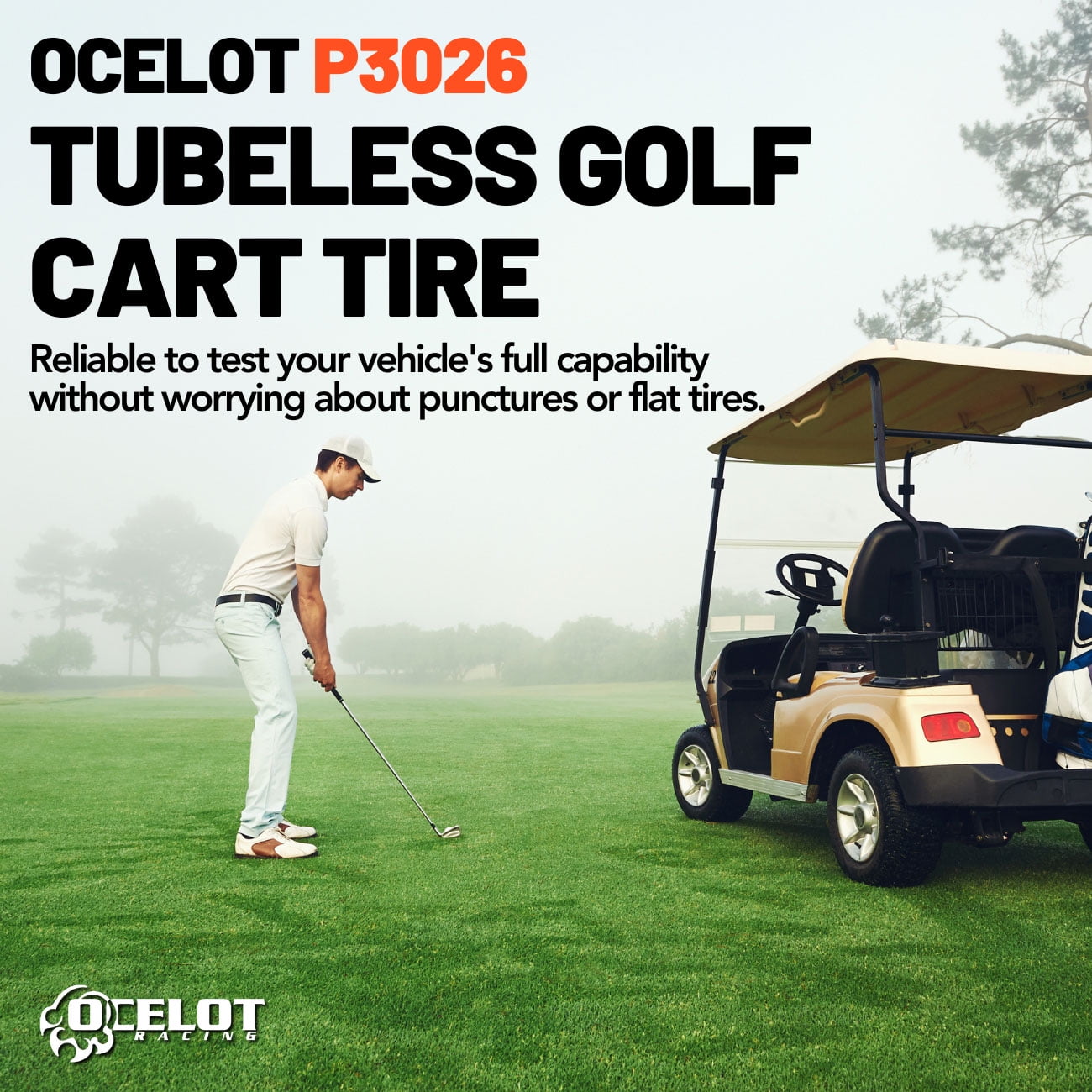 Ocelot 4-Ply A/T Golf Cart Tire EZ-G0 Club Car Yamaha Landmaster 20x10-10 P3026