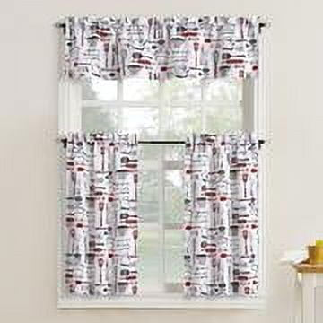 Mainstays Bistro 3 Piece Kitchen Curtain Tier and Valance Set, Adult
