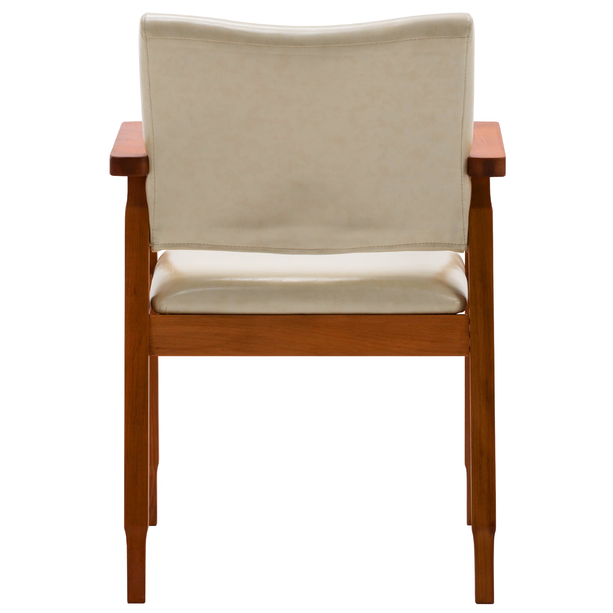 Tan Mid-Century PU Leather Upholstered Arm Chair, Dining chair, Set of 2