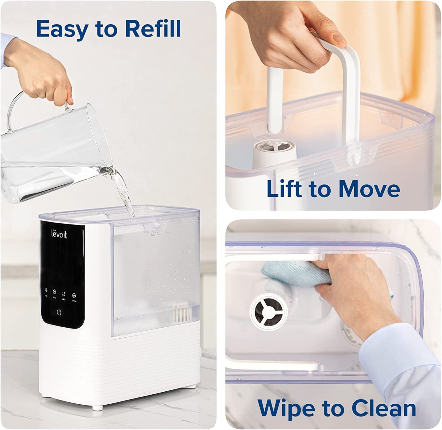 Levoit Smart Cool and Warm Mist Top Fill Humidifier with Aromatherapy, 4.5L, OasisMist LV450S, Wood