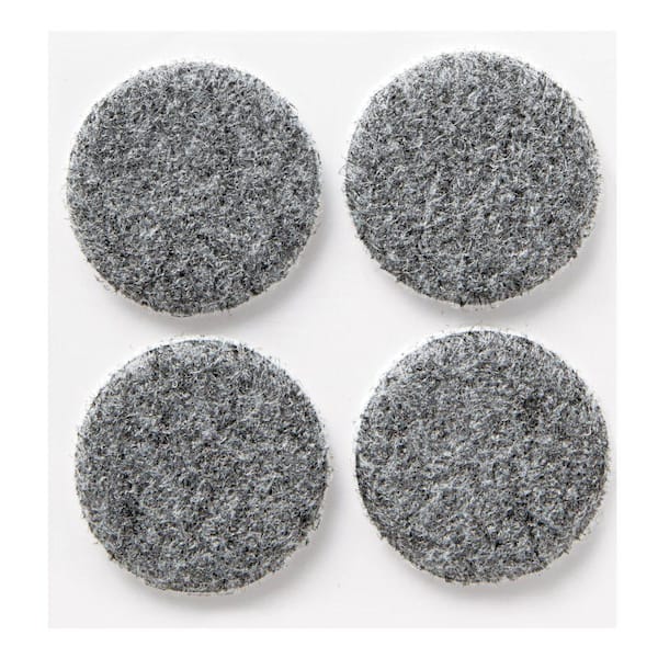 1.5 in. Gray Round Heavy Duty Surface Protection Felt Floor Pads (4-Pack)