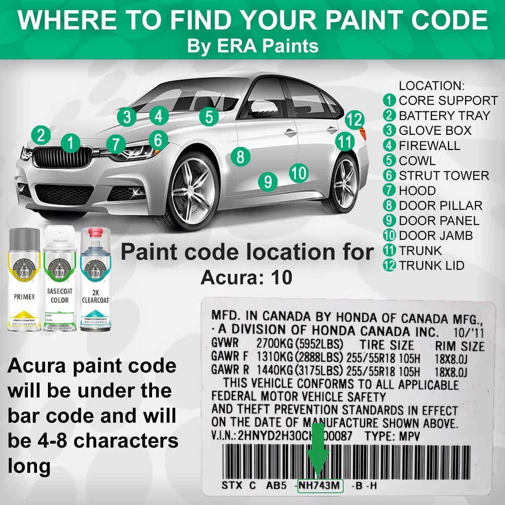 For ACURA (753/N105 - Light Silver Metallic) Exact Match Aerosol Spray Touch Up Paint - Pick Your Color