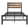 SESSLIFE Twin Size Platform Bed Frame with Headboard, Rustic Country Style, Strong Metal Slats Support, Easy Assembly, Black
