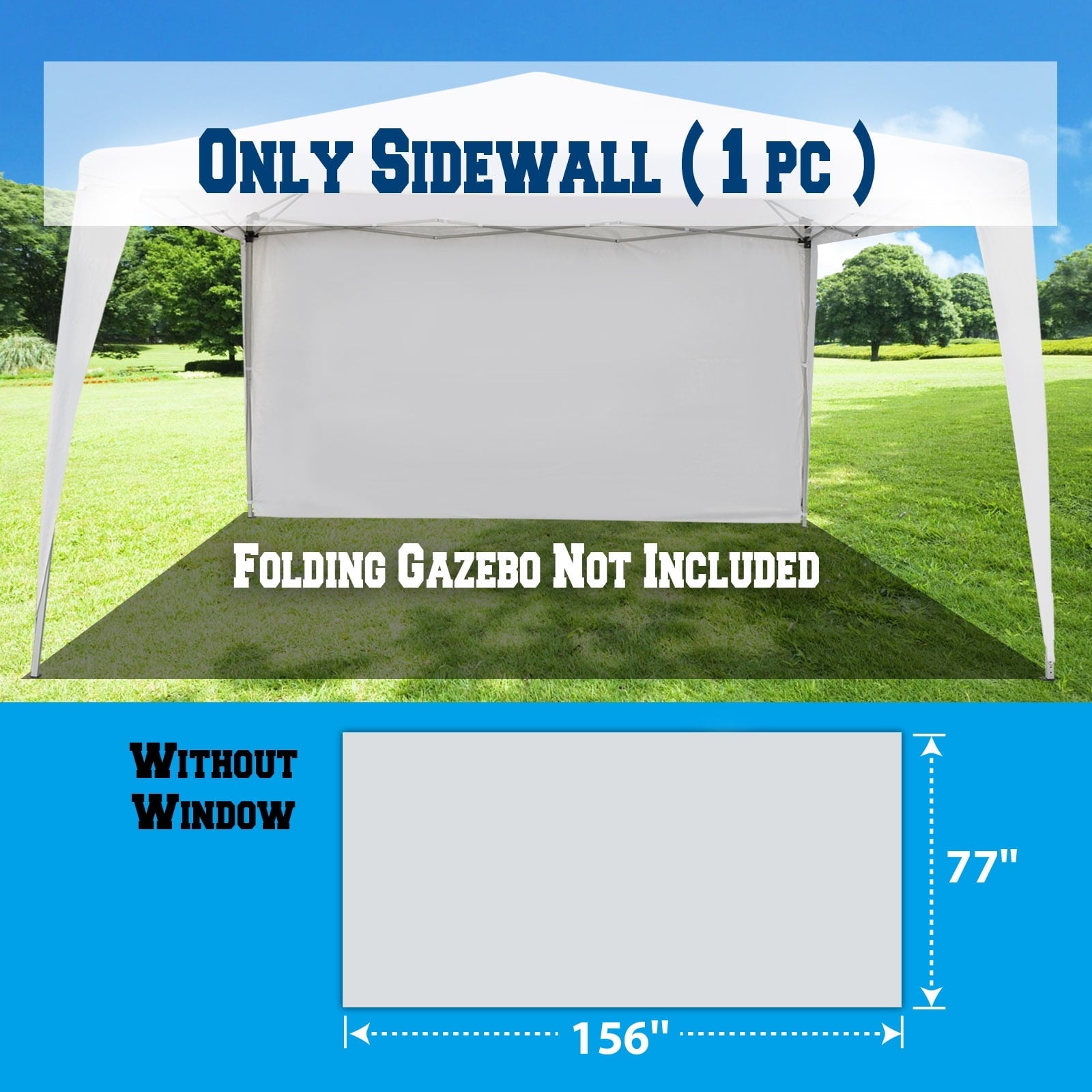 Sunny Sidewalls 13'X6.4' SIZE FOR Tent Outdoor Pop Up Canopy Gazebo Marquee 1PC (Without Window)
