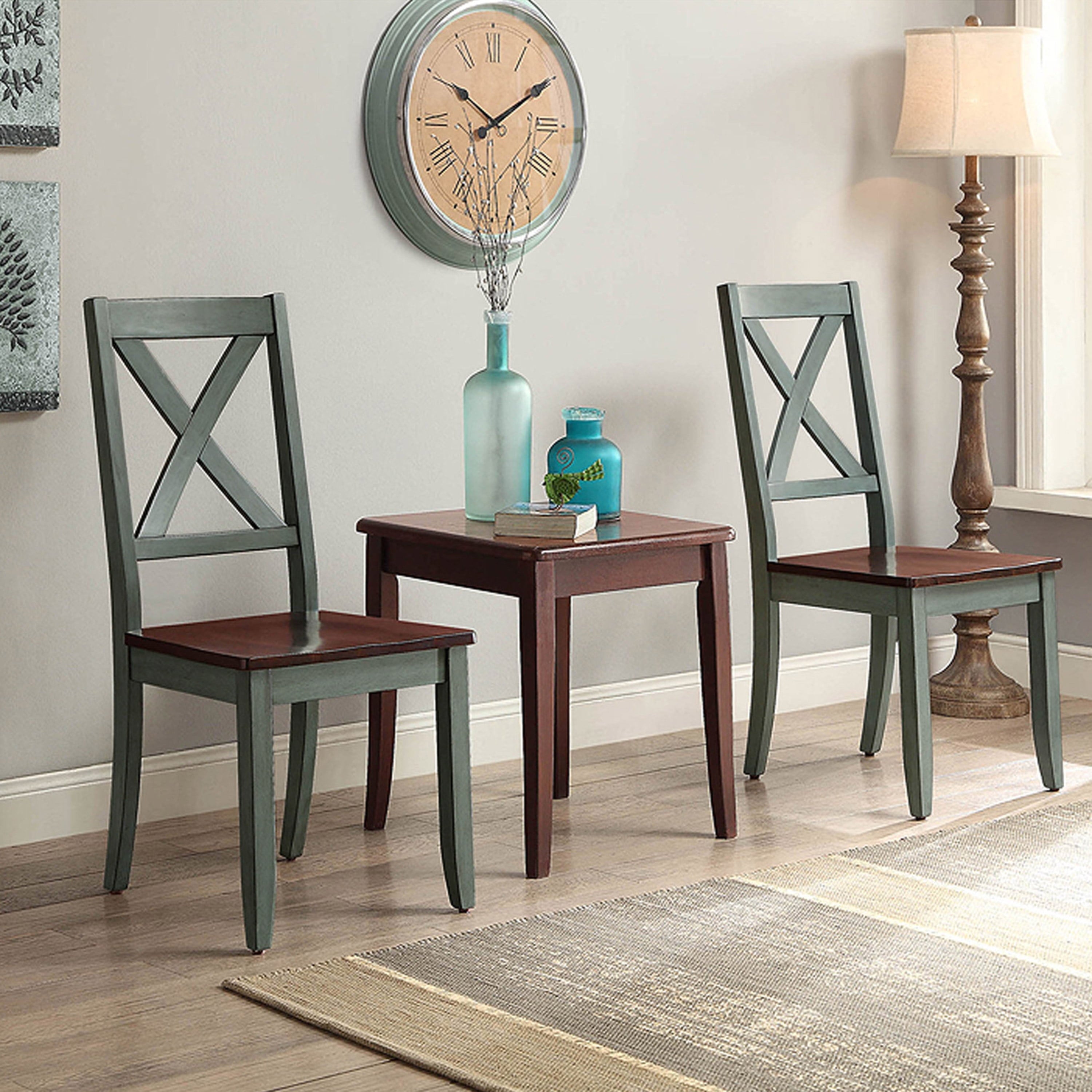 Better Homes & Gardens Maddox Crossing Dining Chairs, Set of 2, Dark Seafoam Finish