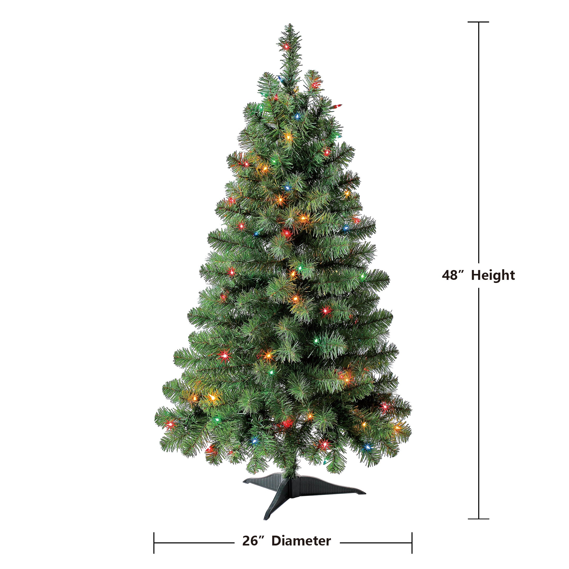 4' Pre-Lit Indiana Spruce Artificial Christmas Tree, Multi-Color Incandescent Lights, by Holiday Time