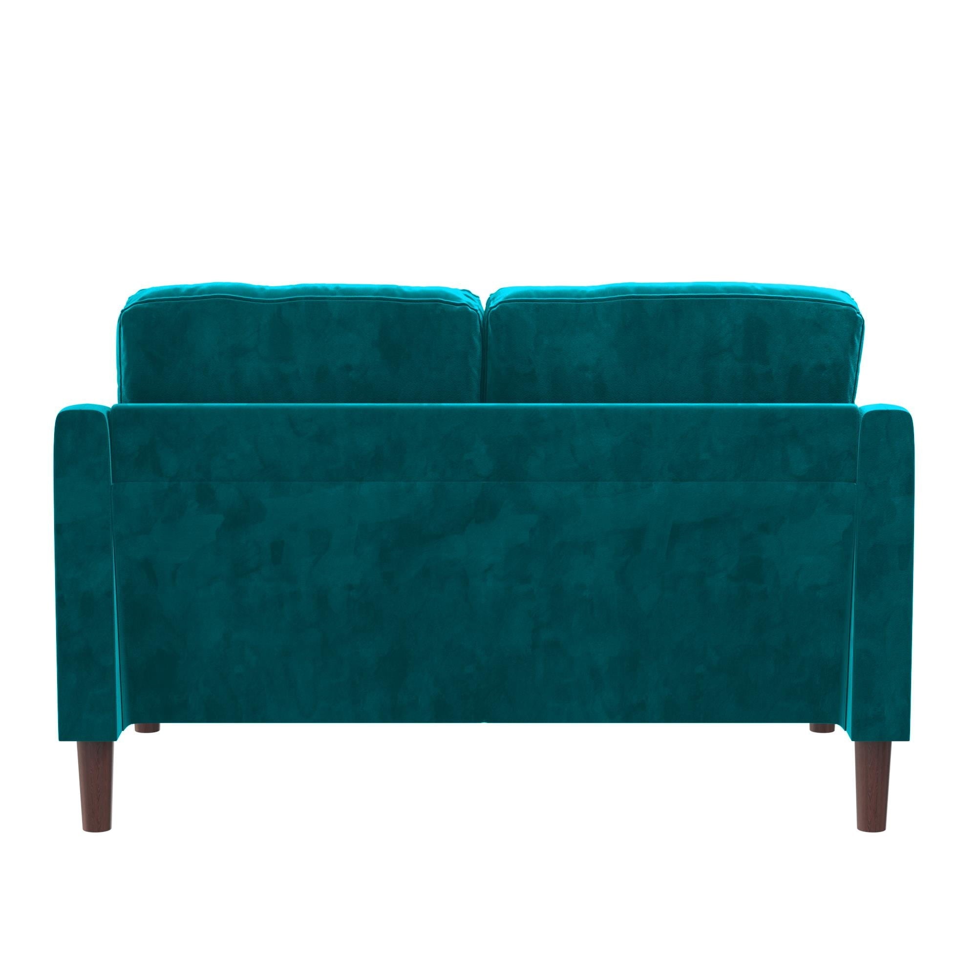 DHP Marbella 2-Seater Loveseat Sofa, Small Modern Couch, Green Velvet