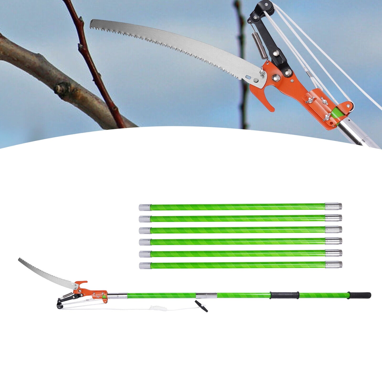 Tree Pole Pruner Tree Saw Branch Long Reach Limb Cut Tree Pole Pruner Saw 26Foot