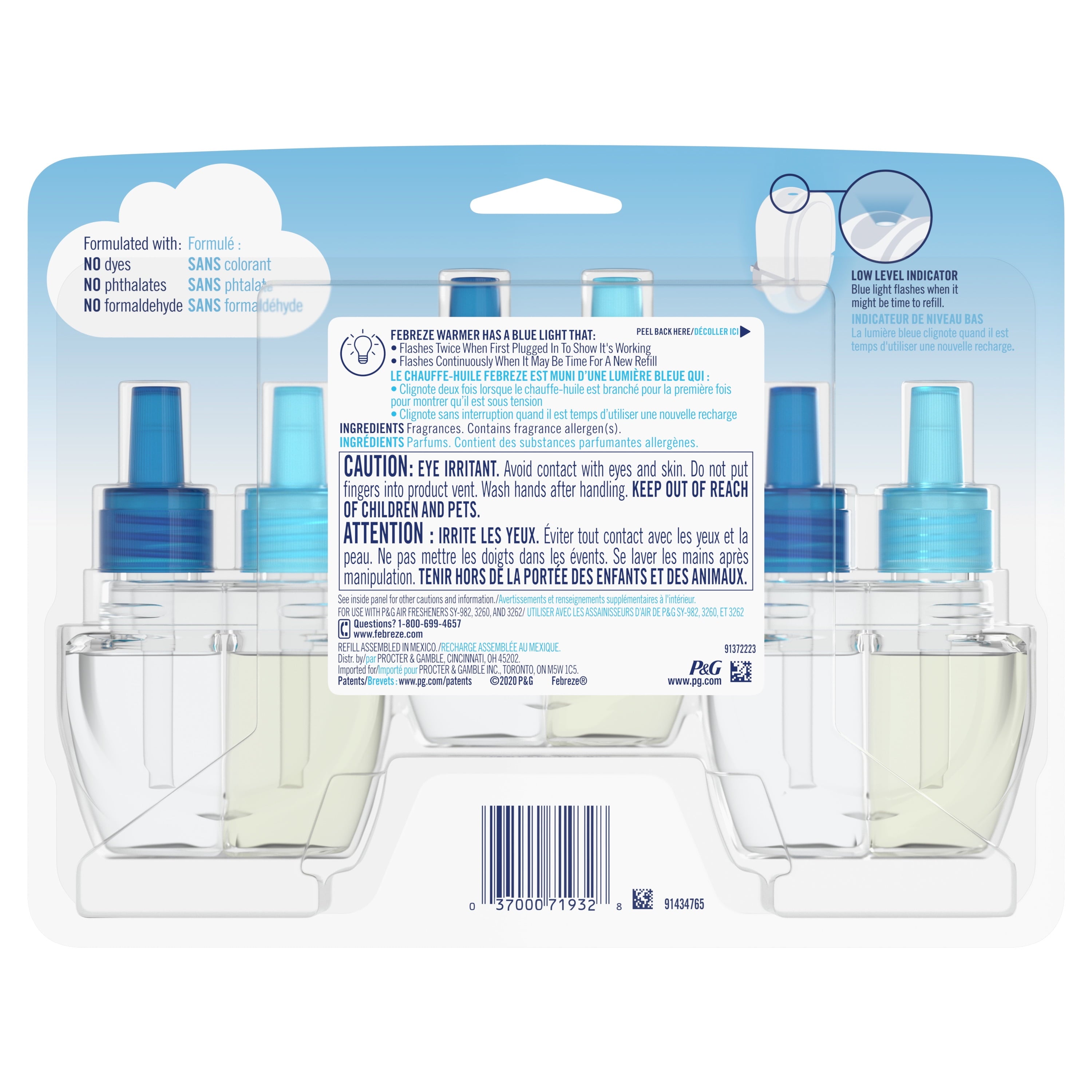 Febreze Origins Fade Defy Plug Air Freshener & Odor Fighter, Ocean, (3) .87 fl. oz. Oil Refills