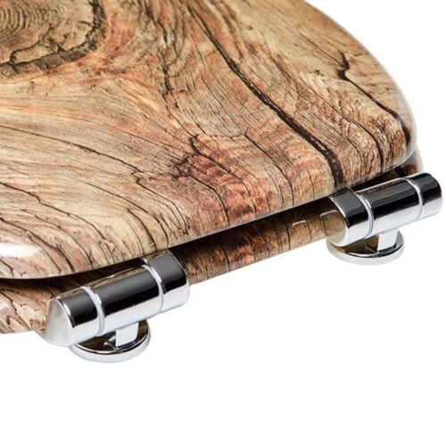 Sanilo 118 Round Silent Soft Close Molded Wood Adjustable Toilet Seat, Rustic