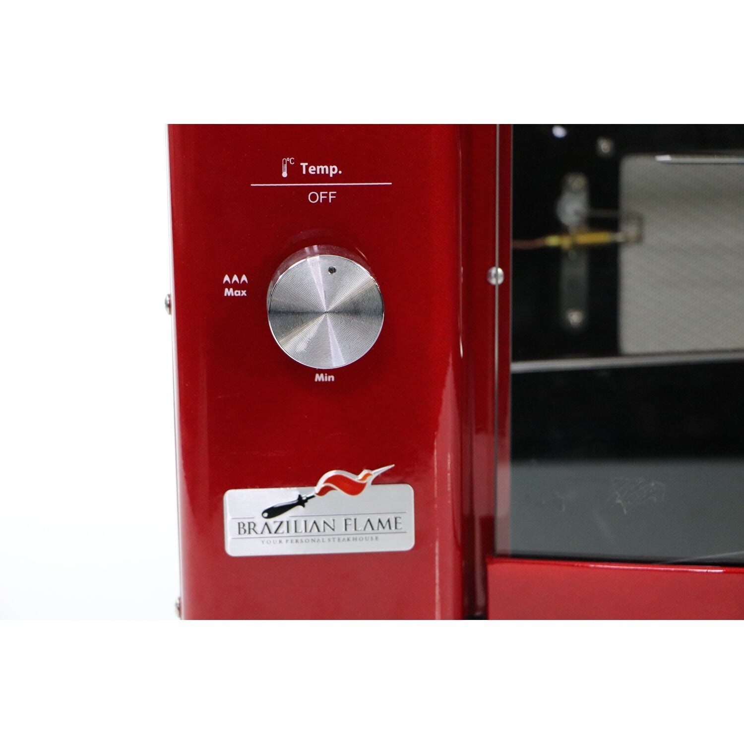 Brazilian Flame Brazilian Gas Rotisserie Grill with 3 Skewers in Red