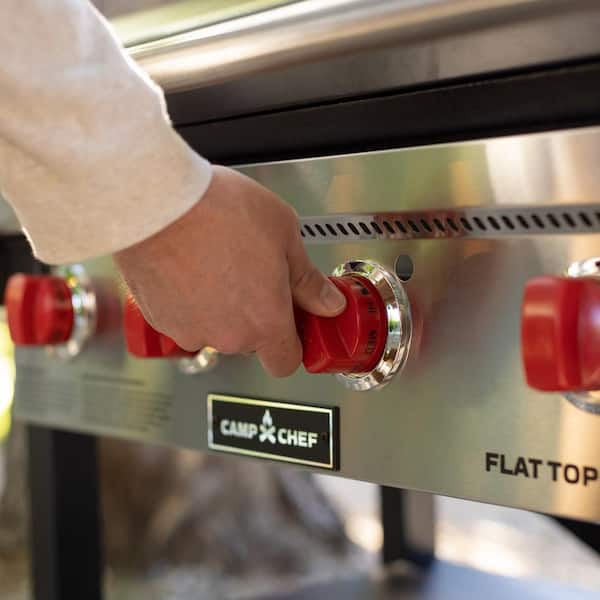 4-Burner Propane Flat Top Grill in Black with Lid