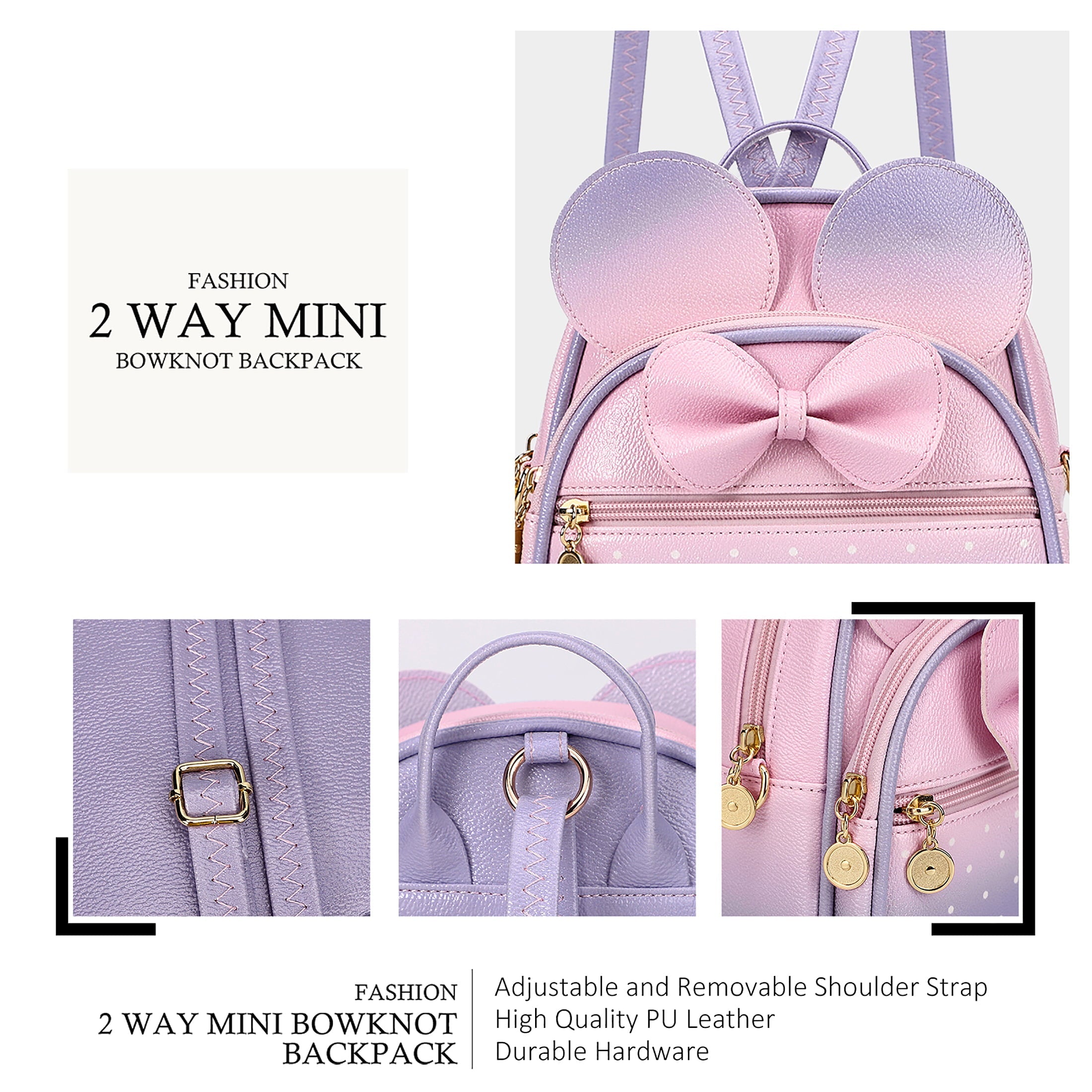 KL928 Women Girls Gradient Fashion Backpack Purse Women's Mini Quilted Zipped Backpack Christmas Gifts