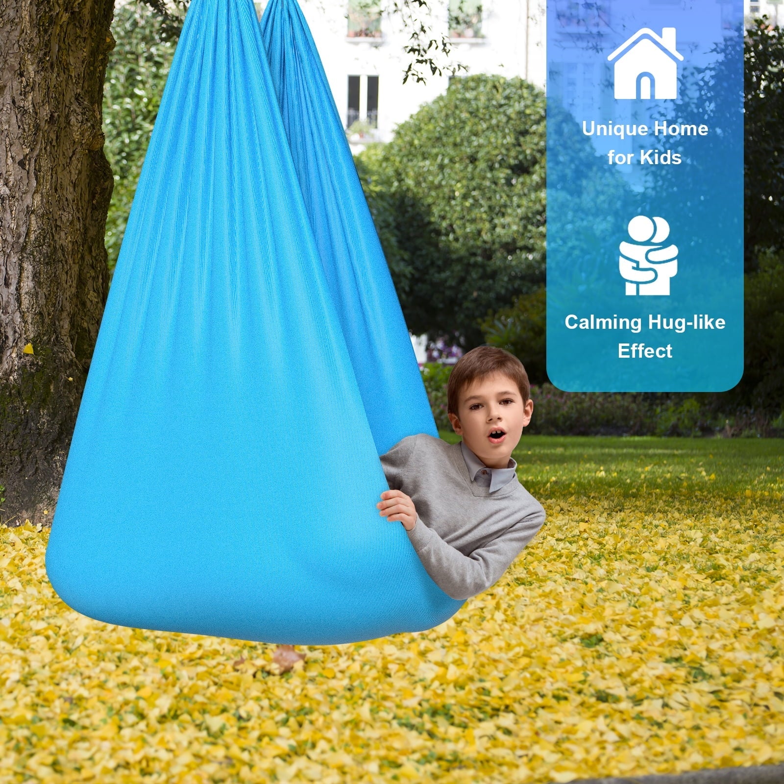ZUPOX Sensory Swing, Therapy Swing for Kids, Indoor Outdoor Kids Swing Hammock, Cuddle Swing with Special Needs Snuggle Swing, Blue
