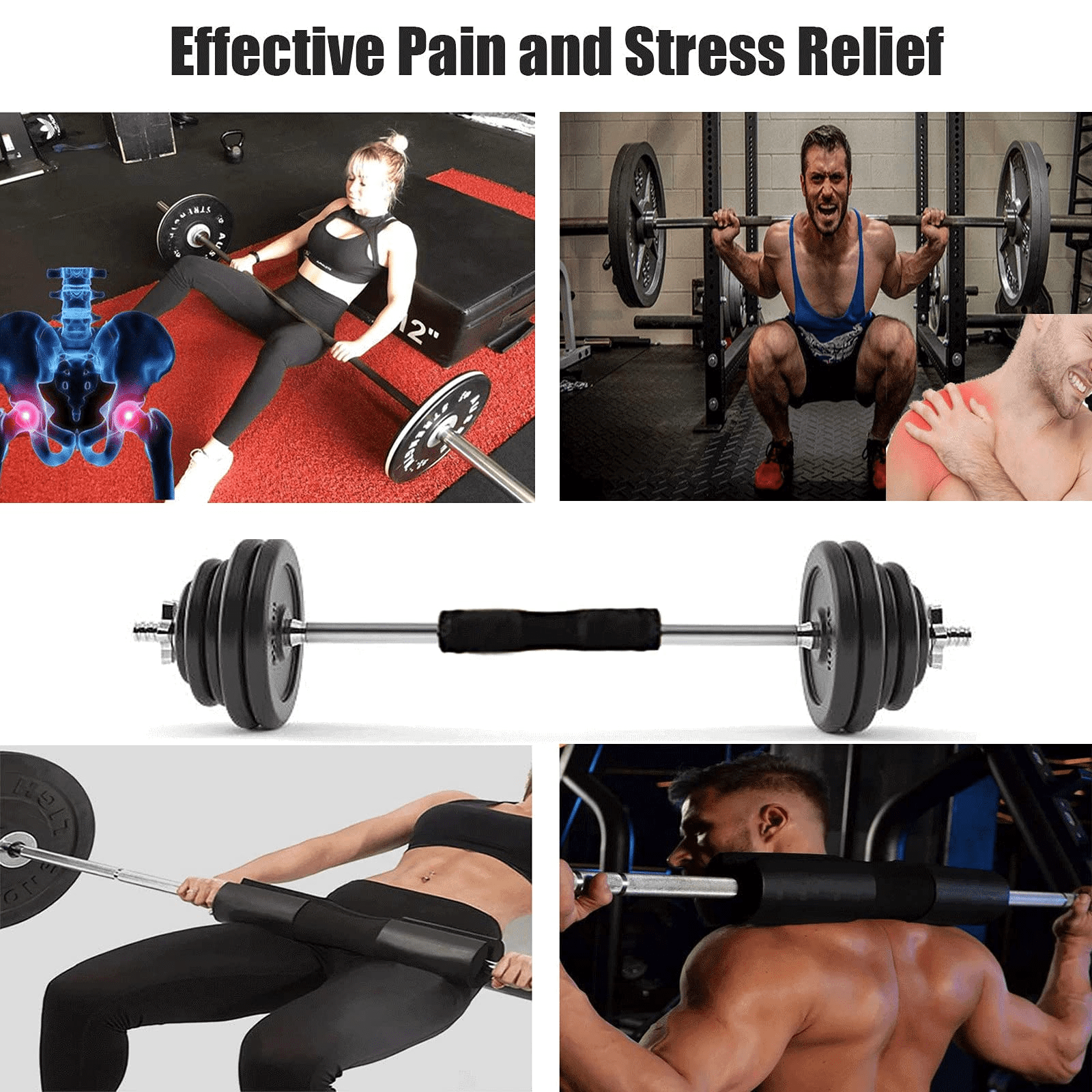 Squat Pad - Foam Barbell Pad for Squats Cushion, Lunges & Bar Padding for Hip Thrusts - Standard Olympic Weight Bar Pad - Provides Cushion to Neck and Shoulders While Training