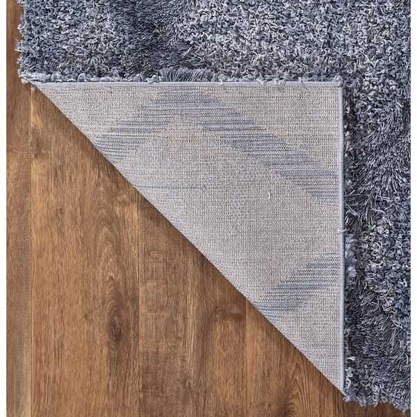 Valencia Blue Shag 6 ft. x 9 ft. Trellis Shag Area Rug
