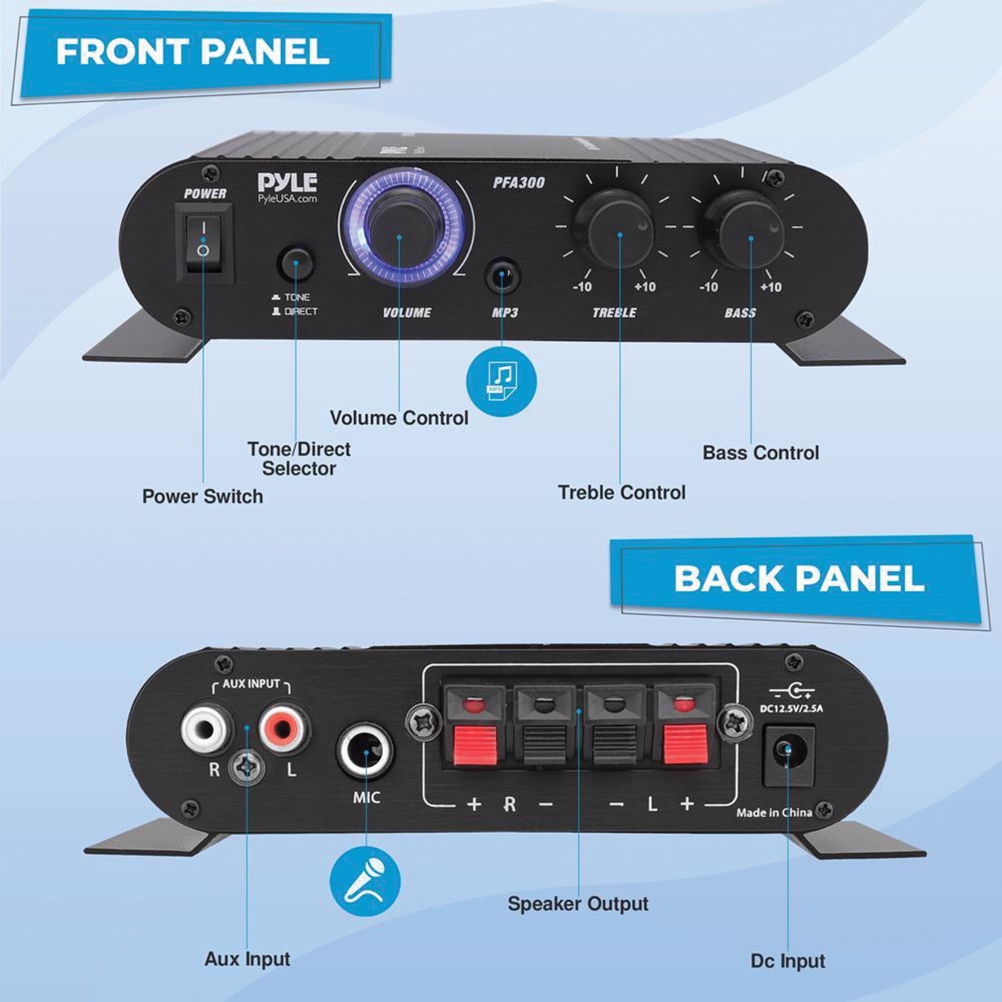 Pyle® Pfa300 90-watt Class-t Hi-fi 2-channel Stereo Amp Black
