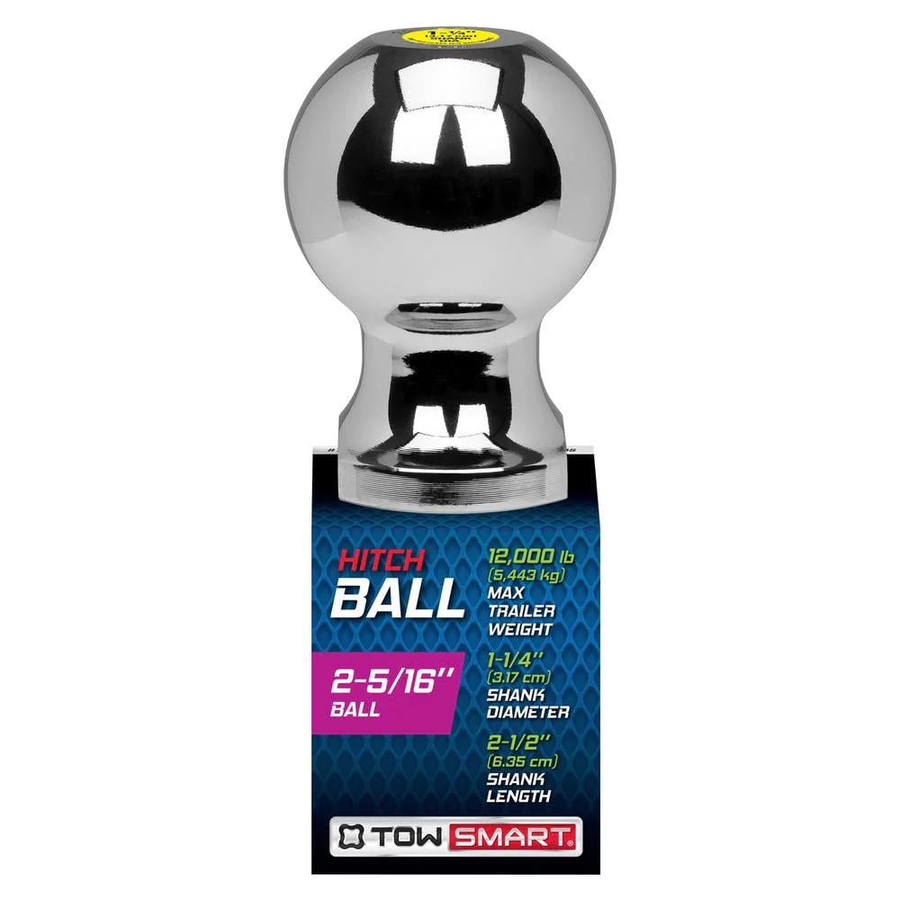 TowSmart Trailer Hitch Ball, Class IV, 2-5/16in Ball, 1-1/4in x 2-1/2in Shank, 12000lb, 724, Chrome, 1 Each