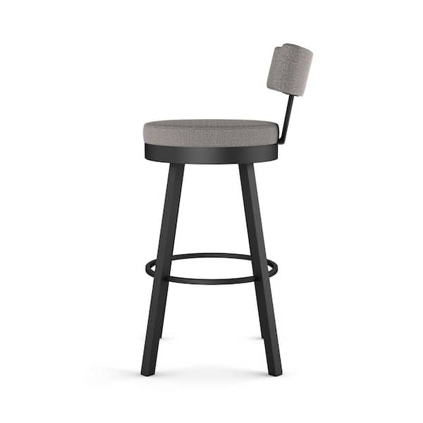 Morgan 26.6 in. Silver Grey Polyester / Black Metal Low Back Swivel Counter Stool