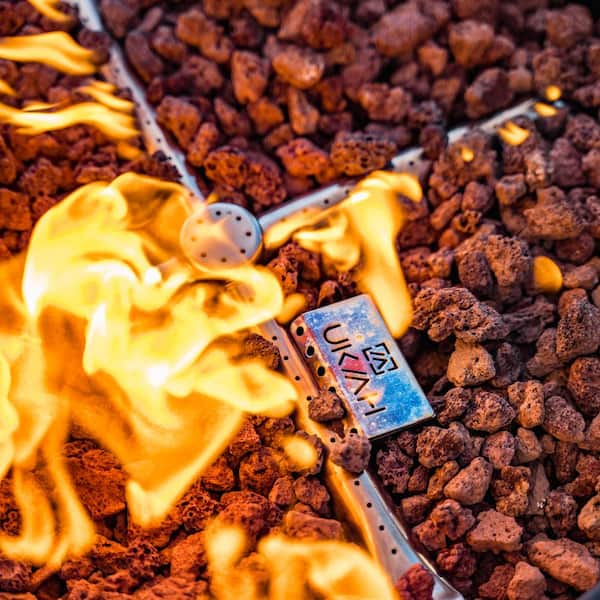 Voyager 20 in. D x 18.7 in. H Outdoor Portable Steel Round Propane Gas Fire Pit in Black with Beat to Music Technology