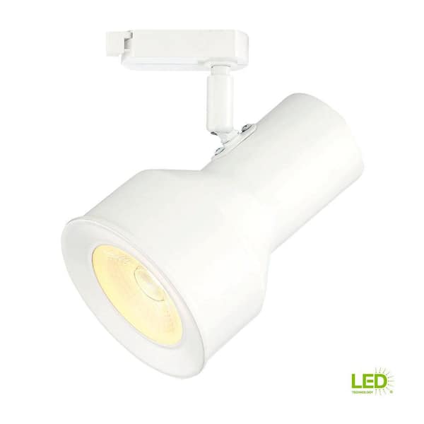 Large 1-Light Solid White Step Cylinder Integrated LED Track Lighting Head