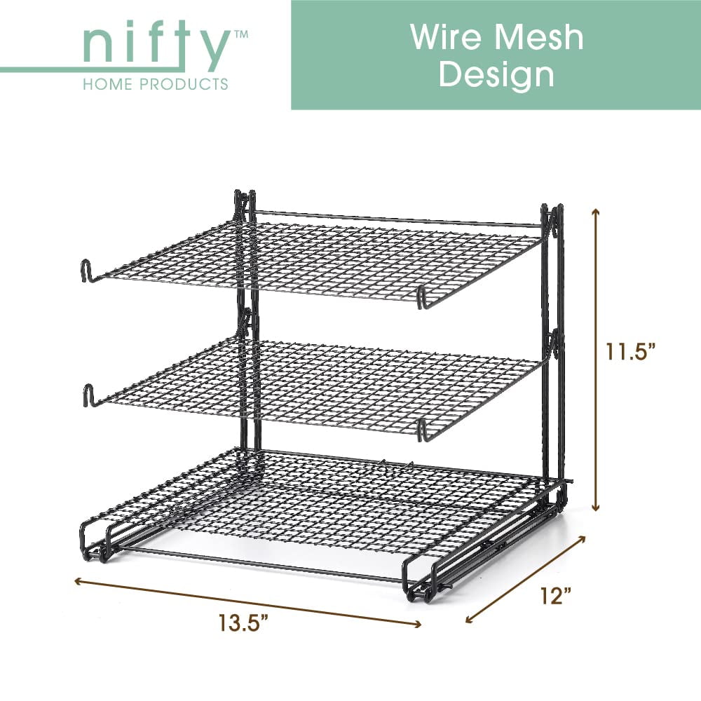 Nifty Solutions 3-Tier Cooling Rack – Non-Stick, Wire Mesh Design, Black