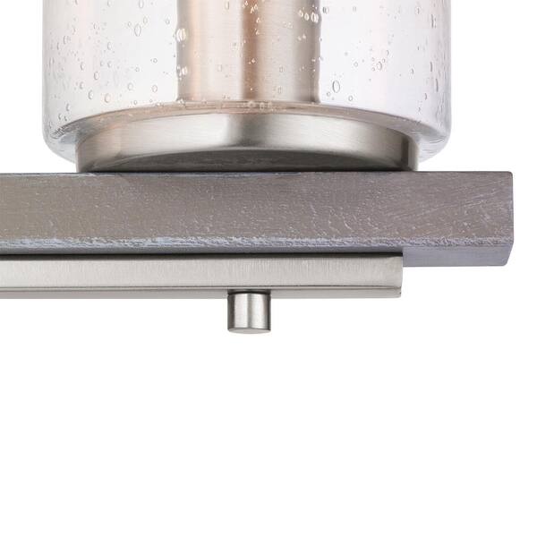 Boswell Quarter 33-1/4 in. 4-Light Brushed Nickel Farmhouse Vanity Light with Painted Weathered Gray Wood Accents