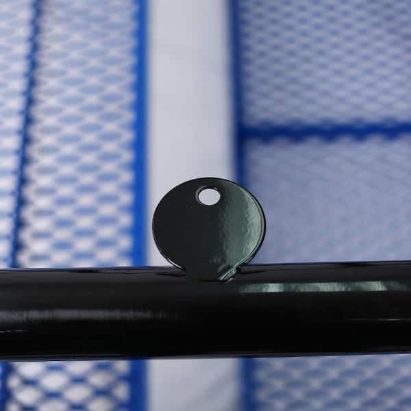 6 ft. Rectangular Outdoor Steel Picnic Table With Umbrella Pole in Blue