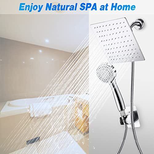 Head, High Pressure 8'' Rainfall Stainless Steel Shower Head/Handheld Combo with