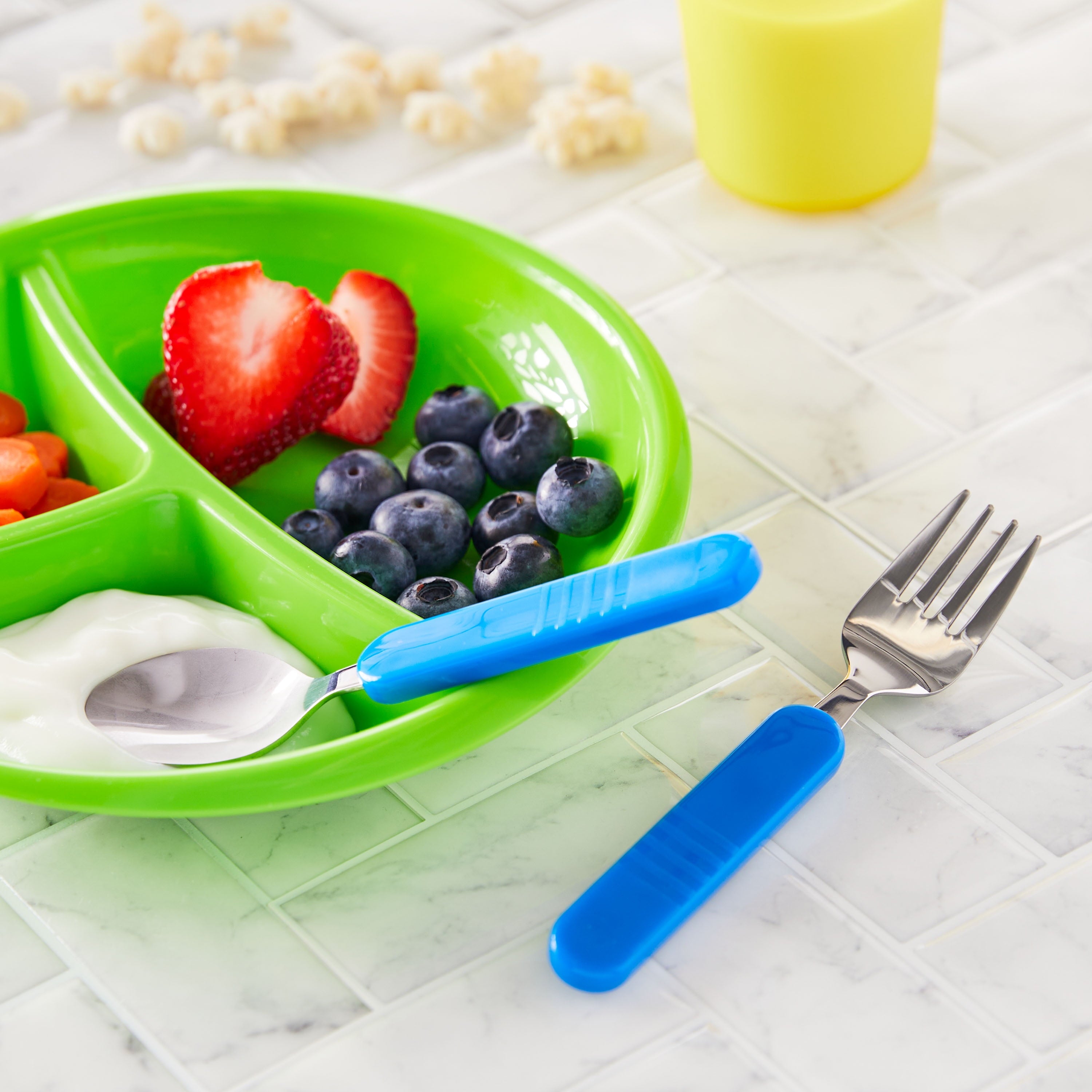 Parent's Choice Toddler Stainless Steel & Plastic Fork & Spoon Set 12+ Months Blue 2 Pieces
