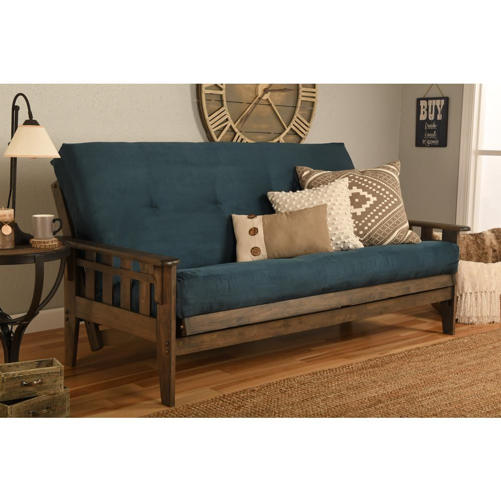 Kodiak Furniture Tucson Frame-Rustic Walnut Finish-Suede Navy Mattress