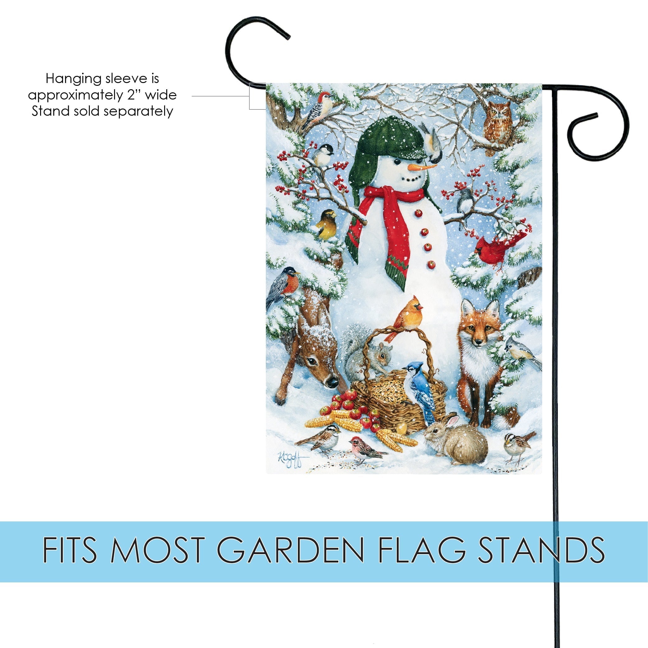 Toland Home Garden Woodland Snowman Winter Flag Double Sided 12x18 Inch