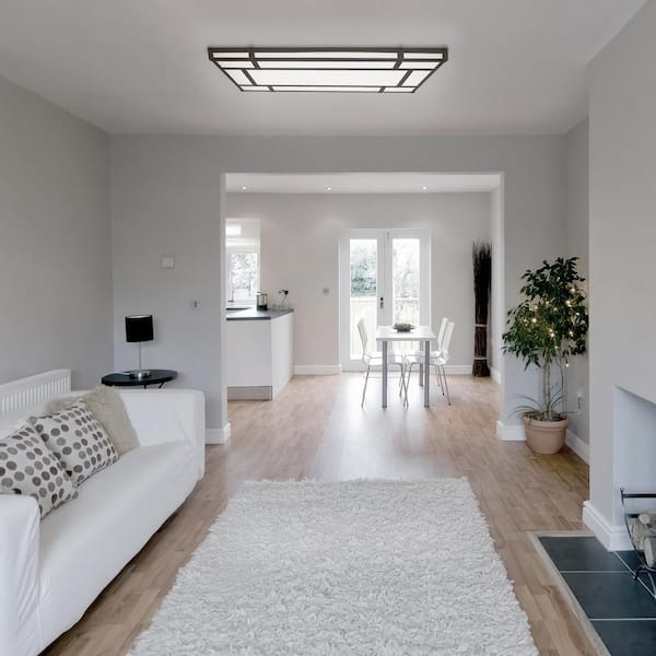 18.5 in. Linear 1-Light Natural Iron Dimmable LED Flush Mount