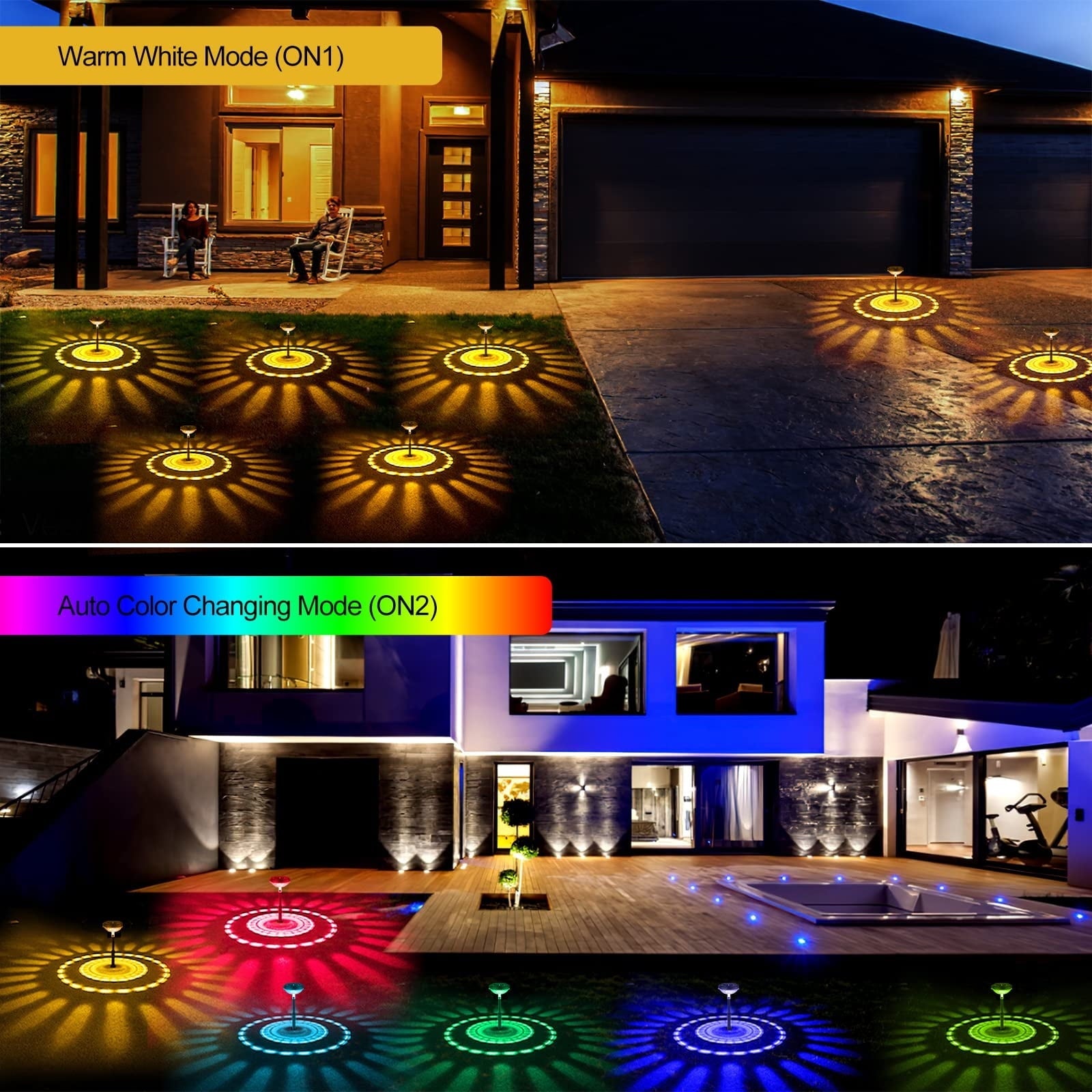 Astarin Outdoor Waterproof Solar Garden Lights, 6 Pack Color Changing Solar Pathway Lights Led Landscape Path Lights for Yard Backyard Decorative