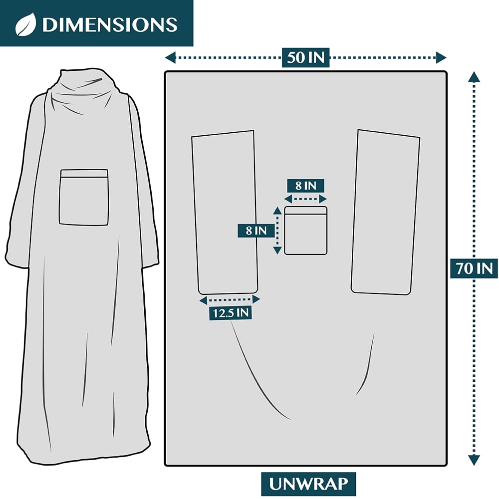 PAVILIA Fleece Blanket with Sleeves for Women Men Adults, Wearable Blanket Warm Soft Plush, Hug Sleep Pod Snuggle Pocket Sleeved TV Throw Wrap, Cozy White Elephant Gifts Ideas for Mom Wife, Black