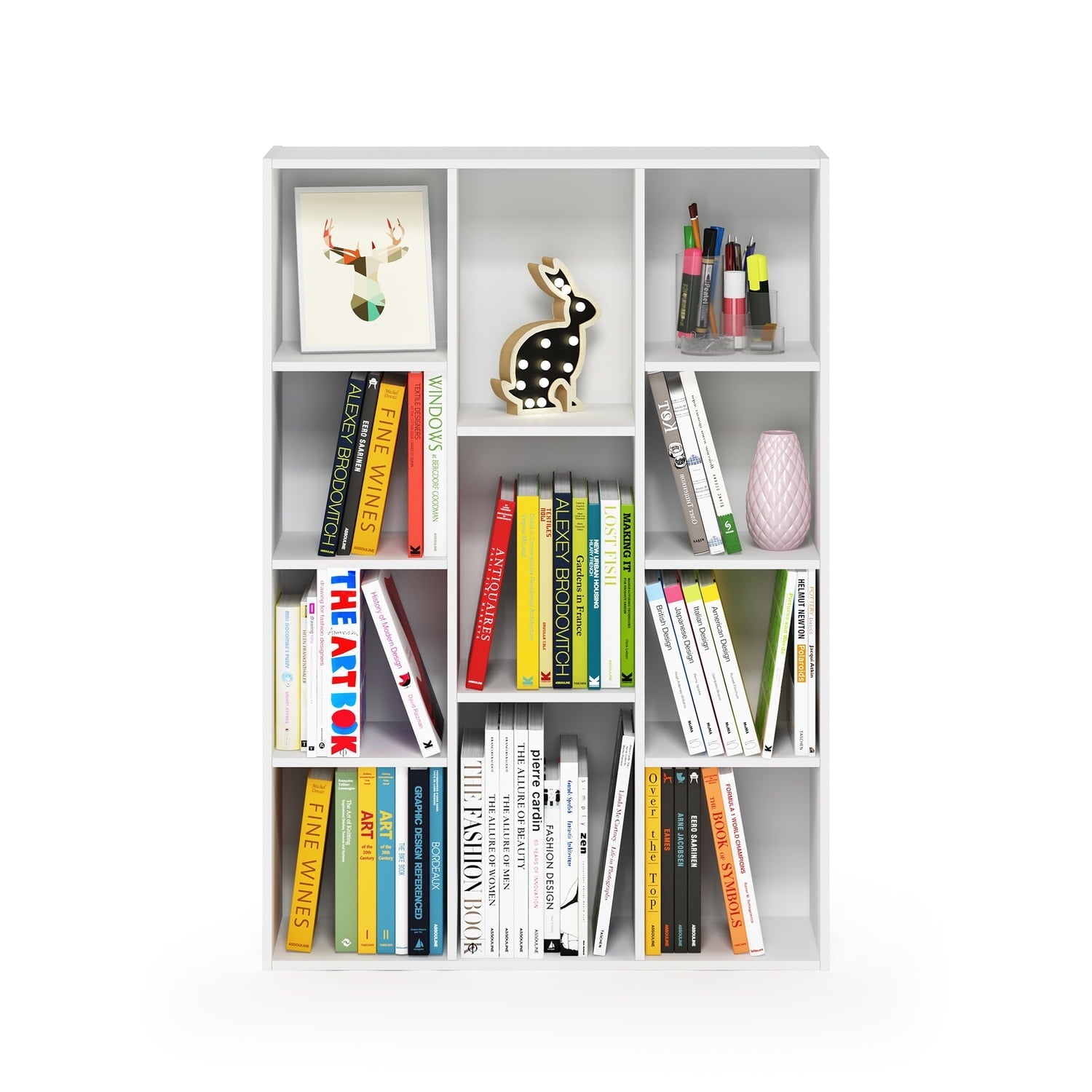 Furinno Luder 11-Cube Reversible Open Shelf Bookcase, White