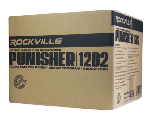Rockville Punisher 12D2 12" 5600w Peak Competition Car Audio Subwoofer 1400w RMS