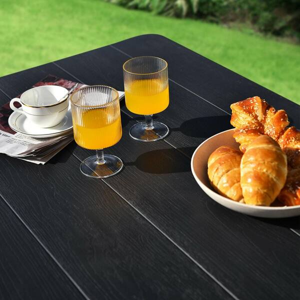 59 in. W x 54 in. D HDPE Outdoor Folding Picnic Table Set in Black