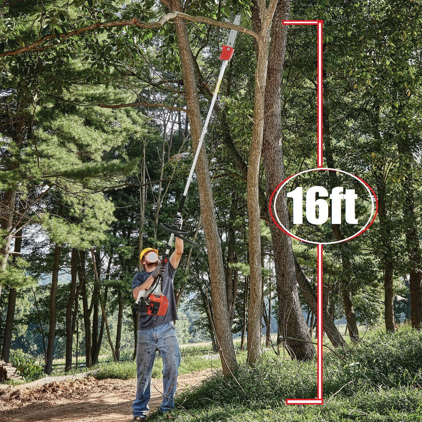 Maxtra Gas Powered Pole Saw, 90-180 Rotatable Cordless Extension Chainsaw for Tree Trimming with 3.6ft Extension Pole Reach to 16 feet