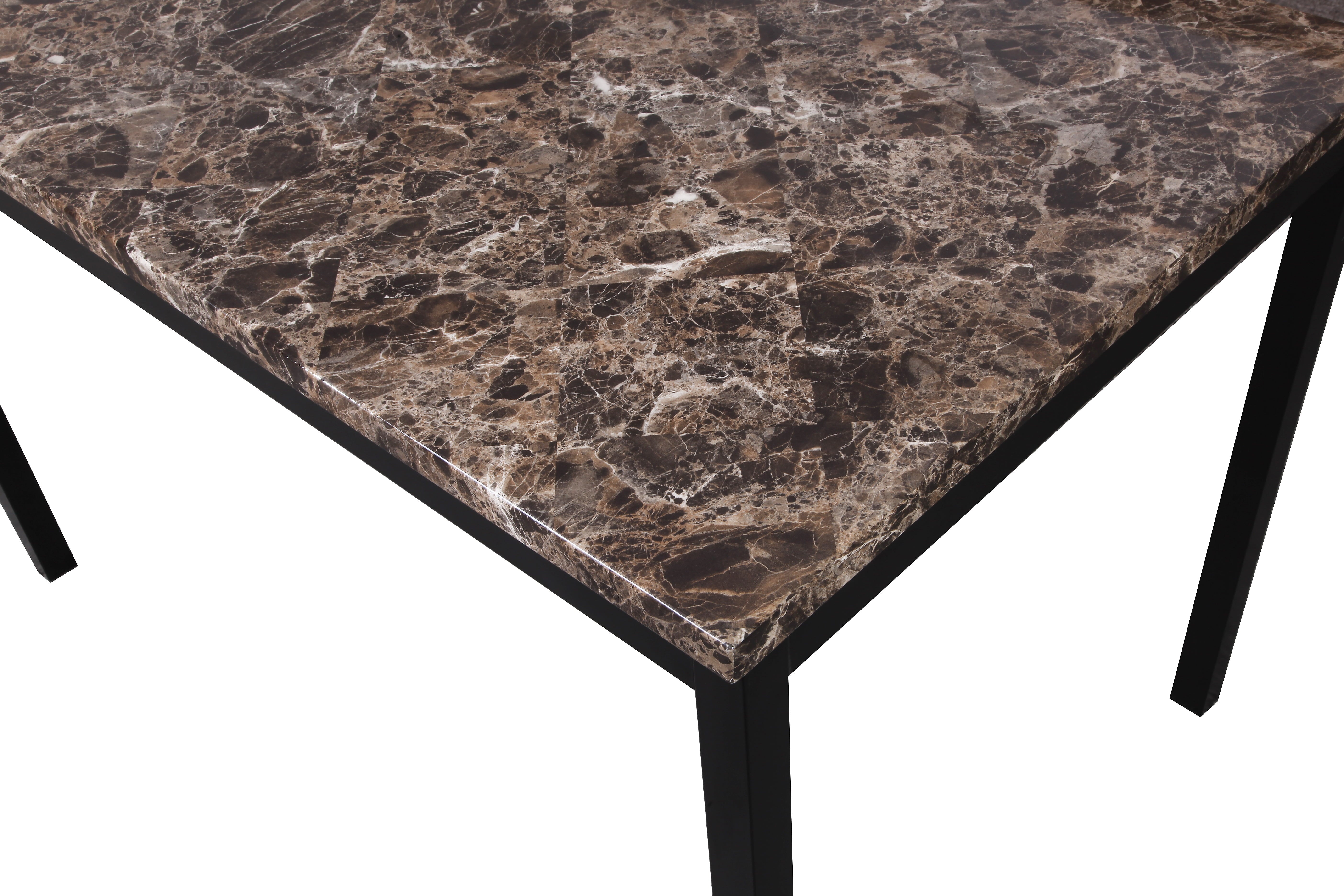 Roundhill Citico Metal Counter Height Dining Table with Laminated Faux Marble Top, Black