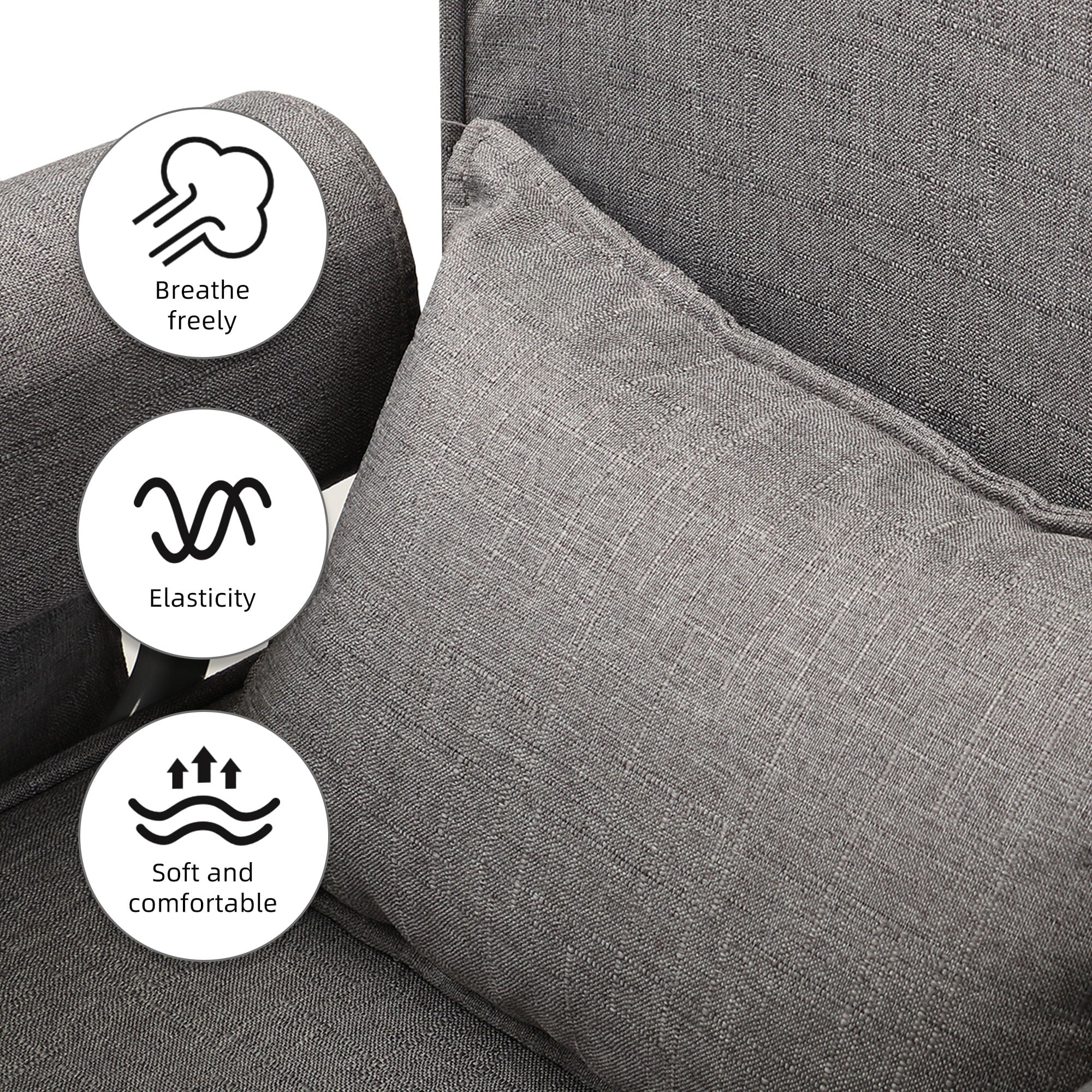 Jaxpety Convertible Sofa Bed Sleeper Arm Chiar, 6-Position Folding Lounge Leisure Recliner W/ Pillow, Gray